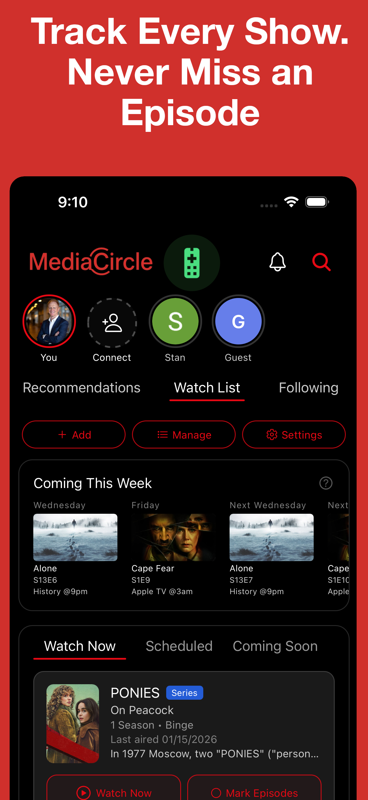 Watch List with scheduling and coming-soon tracking